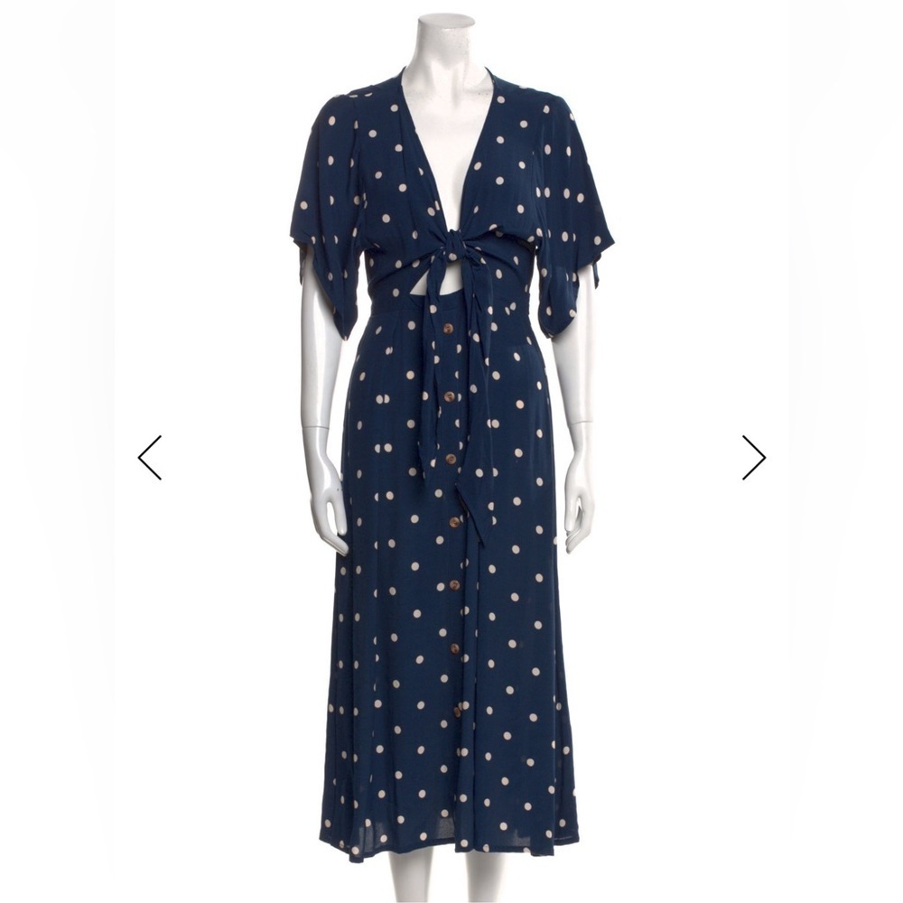 Faithfull the Brand Navy Polkadot Maxi Dress Sz 6